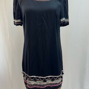 Maeve Black Midi Dress with Pink Silver Gold Embellishment 4P